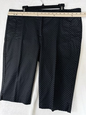 Ann Taylor Capri Pants 16 Signature Black Polka Dot Cotton Stretch Womens