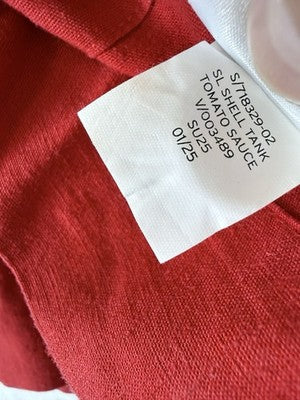 Gap Cropped Top Small Petite Linen Blend Crop Shell Tank Sleeveless Red New NWT