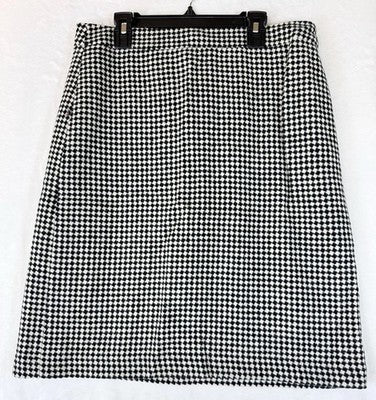 Talbots A Line Skirt 6 Black White Check Wool Blend Lined Pencil Womens