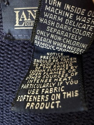 Lands End Cardigan Sweater Women Large Vintage Made In USA 100% Cotton Blue
