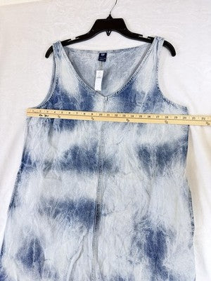 Gap UltraSoft Denim Mini Dress Large Womens Sleeveless Jean Blue Cloud Wash New