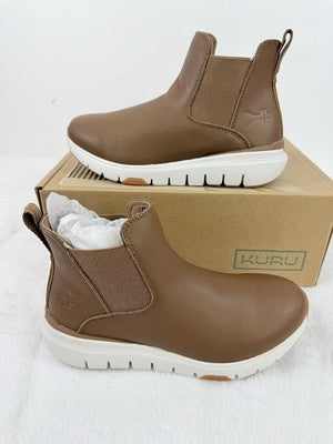Kuru Flex Astra 6 Womens Brown Boots Slip On Chelsea Leather Plantar Fasciitis