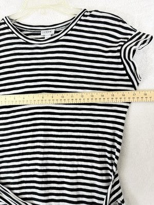 J Crew Dress XXS Black White Striped Mini Dress Short Sleeve Cotton Knit Womens