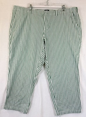 Lands End Pants 24W Mid Rise Classic Straight Leg Green Stripe Plus Size