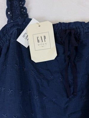 Gap × DÔEN Eyelet Shift Mini Dress Small Women Blue Sleeveless Short Doen New