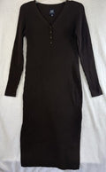 Gap Maternity Dress XS CashSoft Sweater Rib Knit Midi Long Sleeve Brown Women