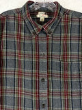 LL Bean Scotch Plaid Flannel Shirt Womens XL Gray Red Relaxed Fit Button Up Top