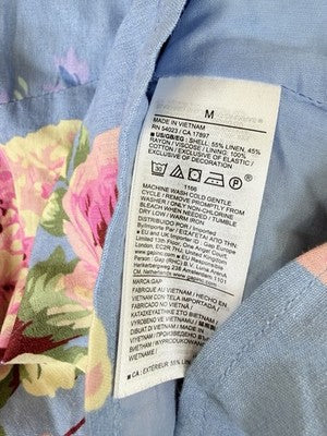Gap Tops For Women Medium Linen Blend Cami Tie Strap Blue Floral Cottagecore