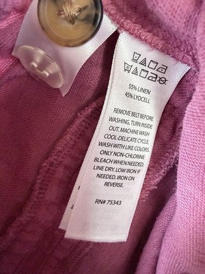 C&C California Linen Shorts Large Pink Belt Womens New NWT