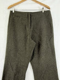 J Crew Pants 12 Petite High Rise Green Wool Tweed Straight Leg Lined Womens