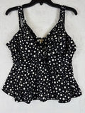 Miraclesuit Tankini Top 18W Black Polka Dots Tiered Swim Swimwear Swimsuit Women