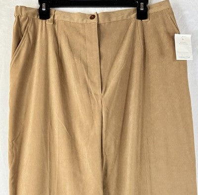 Coldwater Creek Dress Pants 18 Women Microfiber Tan Beige Soft High Rise NWT New