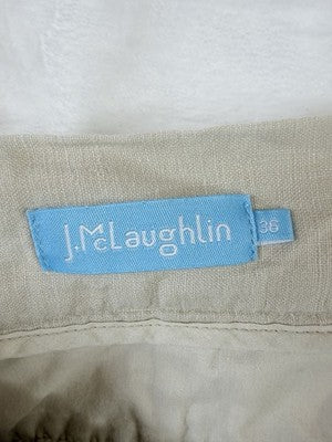 J Mclaughlin Mens Shorts 36 100% Linen Tan Beige Flat Front  10”