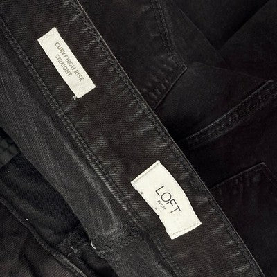 Ann Taylor Loft Jeans 10 Curvy High Rise Straight Leg Button Fly Black Denim Won