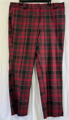 Lane Bryant Pants 20 Red Tartan Plaid Ankle Plus Size Womens