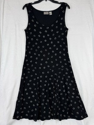 Chicos Travelers Size 1 Dress Black Sleeveless Womens Medium Shift A Line