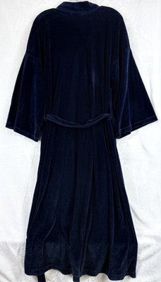 Christian Dior Robe Mens Velour Navy Blue Tie Belt Pockets OSFA
