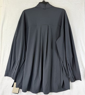 Nike 24.7 Perfect Stretch Shirt Large Women Long Sleeve Oversized Black Top NEW