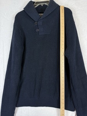 Duluth Trading Company Sweater Mens Medium Brigadier Shawl Neck Navy Blue Cotton
