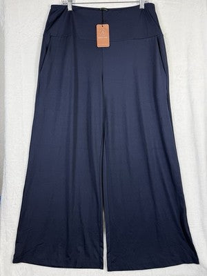 XXL Womens Wide Leg Pants XXL Navy Blue Stretchy Pull On New NWT