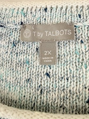 T By Talbots 2X Tops Sweater Crew Neck Long Sleeve Blue Cotton
