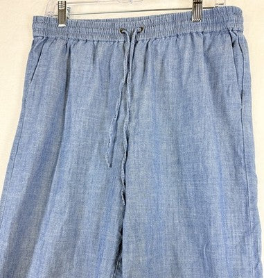 J Crew Chambray Pants 10 Womens Pull On 100% Cotton Blue Pull On Lightweight