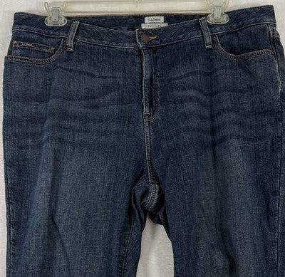 LL Bean Favorite Fit Jeans 18 Petite Flannel Lined 18P Blue Straight Leg Womens