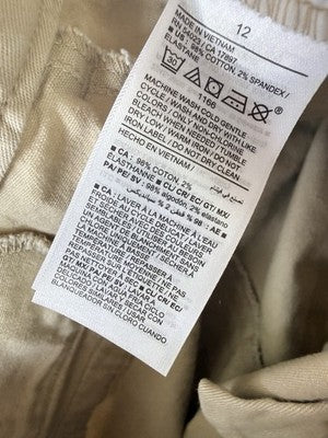 Old Navy Uniform Bermuda Shorts 12 Women Tan Beige Adjustable Waist 7” High Rise