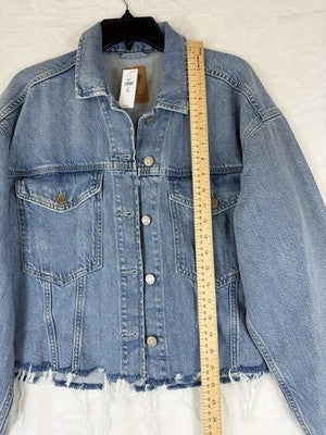 Gap Jean Jacket Medium Tall Women UltraSoft Icon Denim Crop Blue Light Blue New