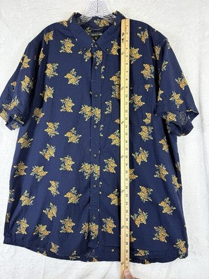 Toad And Co Mens Shirt XXL Mattock Blue Floral Print Short Sleeve Button Up