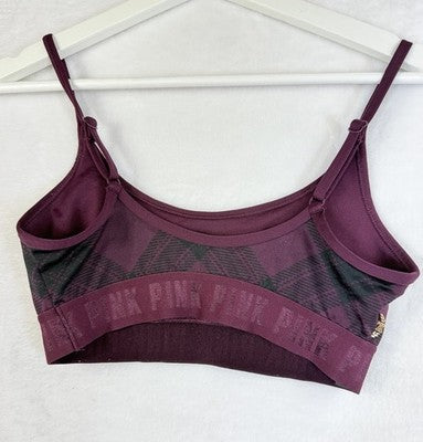 Victoria Secret Pink Sports Bra Small Burgundy Womens