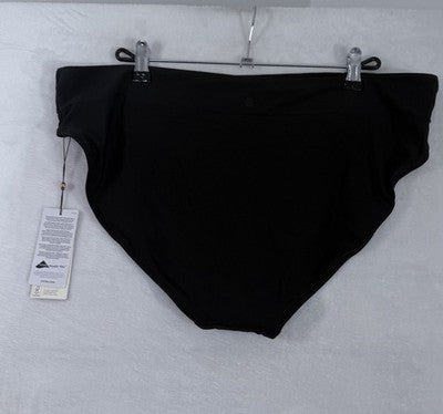 Calia Bikini Bottom XXL 1X 18 Black Wide Banded High Leg NWT