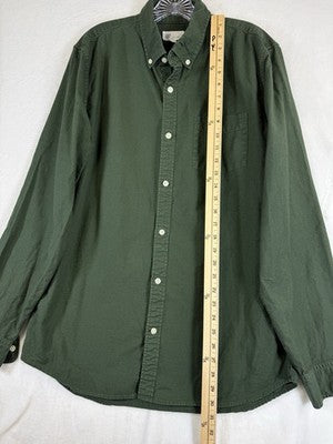 Gap Shirt Men Large Tall Oxford Green Slim Fit Stretch Button Down LT
