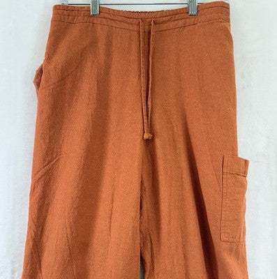 Coldwater Creek Linen Blend Wide Leg Crop Pants Medium Petite Pull On Womens