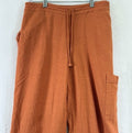 Coldwater Creek Linen Blend Wide Leg Crop Pants Medium Petite Pull On Womens