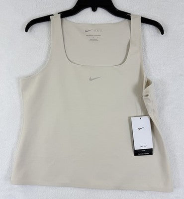 Nike Form Tank Top Large Womens Beige Sleeveless Workout New NWT $65