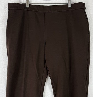 Susan Graver Smart Ponte Pants XL Petite Dark Brown Pull On Knit Slim Leg Womens
