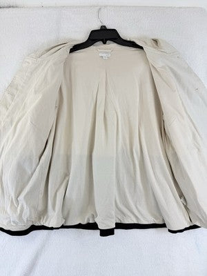 J Jill Large Petite Jacket Hooded Cotton Colorblock Black Tan Womens