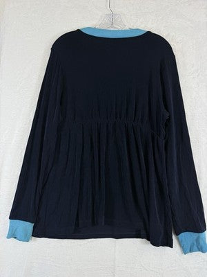 Citiknits Large Top Navy Blue Long Sleeve Empire Waist Womens USA Slinky New NWT