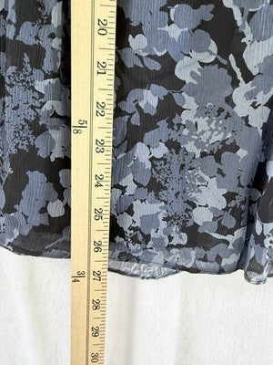 Ann Taylor Midi Skirt Size 10 Blue Floral Flare  Pleated