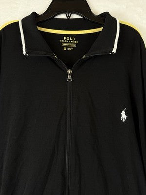 Polo Ralph Lauren 2XL Men Track Jacket Black Yellow Full Zip 2XB Performance