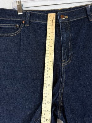 Talbots Slim Straight Ankle Jeans 16 Dark Blue Regina Wash Womens Denim