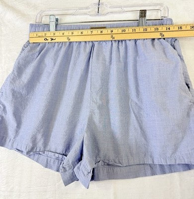 J Crew Cotton Boxer Shorts Medium Womens Sleep Pajama PJs Blue End On End