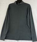 LL Bean Mock Neck Shirt Large Long Sleeve Knit Green Cotton Reg Item ID 0 KV61