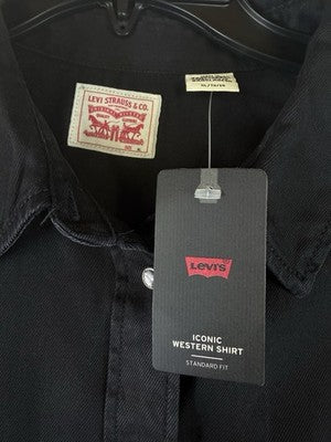 Levis Iconic Western Shirt XL Men Black Pearl Snap Front Levi’s Cowboy New NWT