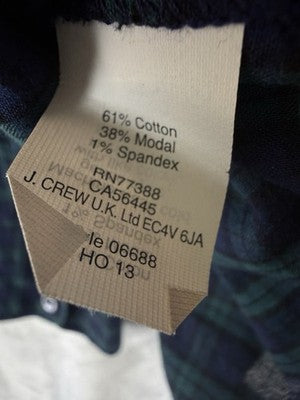 J Crew Boy Fit Shirt 14 Womens Green Blue Plaid Long Sleeve Top Button Up