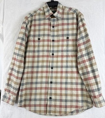 Orvis Perfect Flannel Shirt Medium Tall Plaid Button Up Blue Long Sleeve Mens