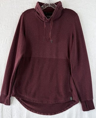 LL Bean Womens Medium Tall Pullover Cowl Neck Knit Burgundy