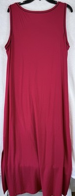 Talbots Dress Large Maxi Summer Sleeveless Long Red Vintage Shift