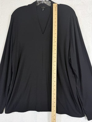 Talbots XL Tops Black Platinum Jersey Knit V Neck Long Sleeve